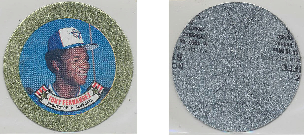 1988 Topps Baseball Coins Metal Proof Discs 012 Tony Fernandez